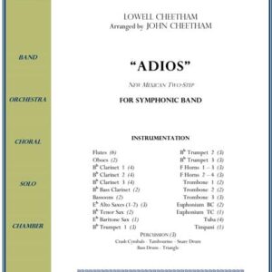 Music score cover for "Adios" composition.