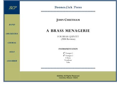 Sheet music cover: A Brass Menagerie quintet.