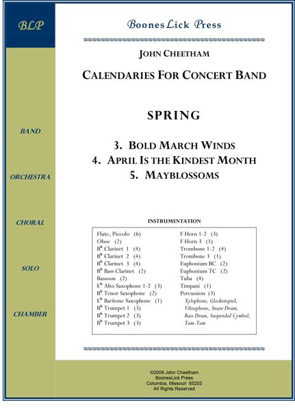 Concert band sheet music cover for spring.