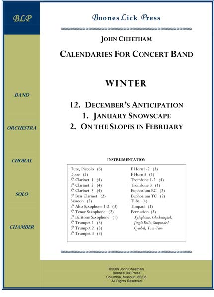 Concert band music program cover, winter theme.