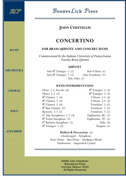 Concertino sheet music for brass quintet.