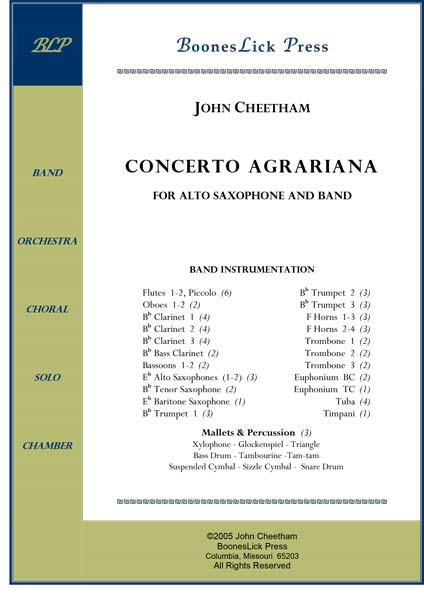Sheet music cover for "Concerto Agrariana.