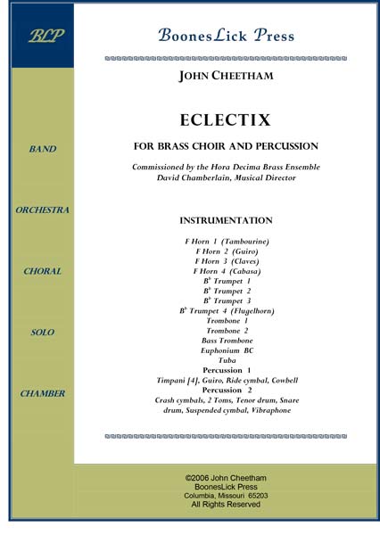 Sheet music cover for "Eclectix" composition.