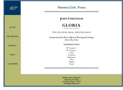 Music composition page for "Gloria" by Cheetham.