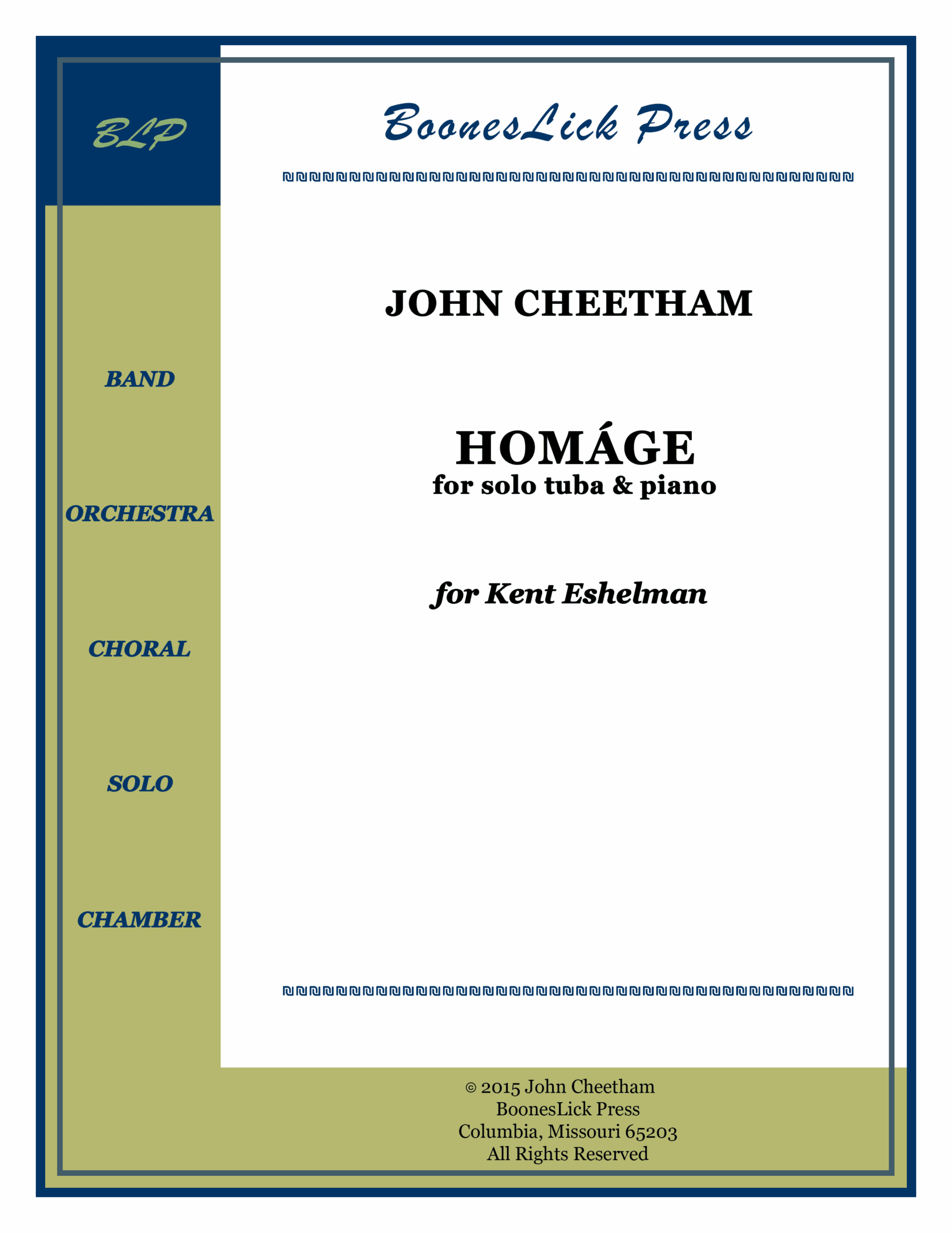 Sheet music cover for solo tuba piece.