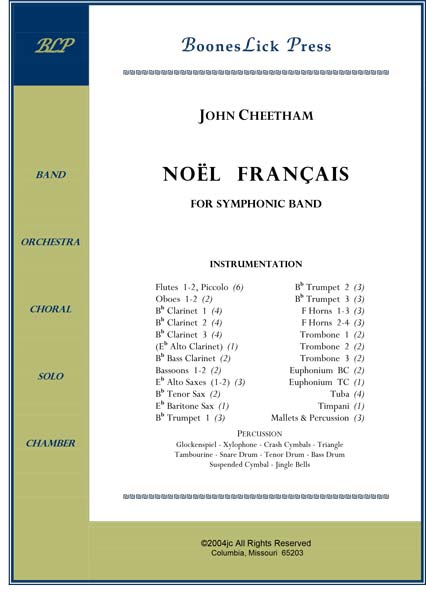 Sheet music cover for Noël Français band.
