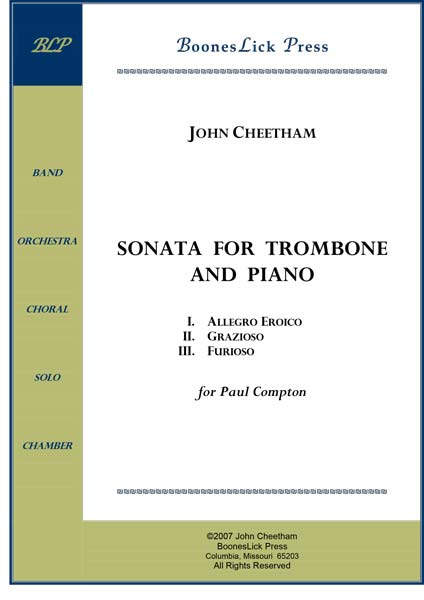 Sheet music cover for trombone and piano.