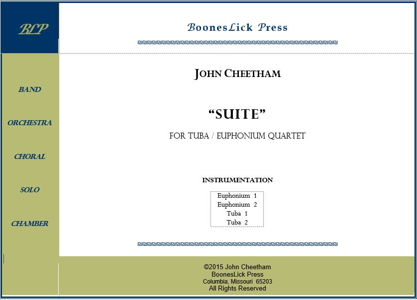 Sheet music cover for tuba/euphonium quartet.