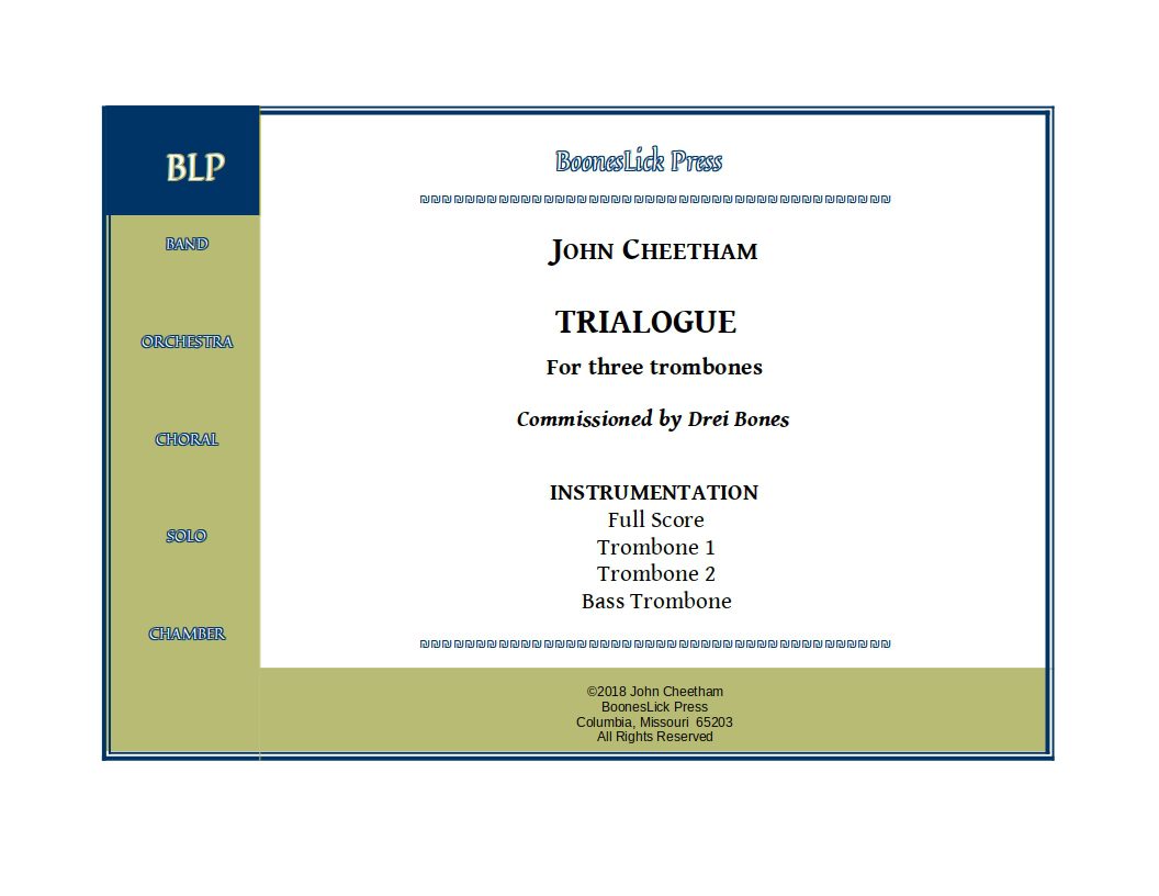 Sheet music cover for three trombones.