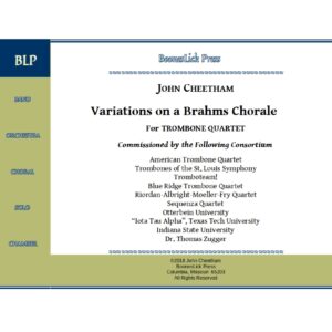 Sheet music cover for trombone quartet.